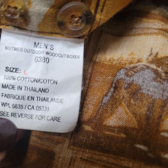 Woolrich Nutmeg Outdoor Woodcut Boxes Button Down Long Sleeve Shirt Size Large - Picture 5 of 7